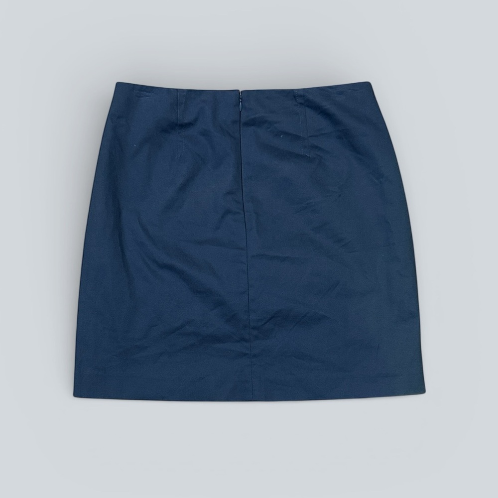 NWT LOFT Solid Blue/Grey Double Front Zip Shift Skirt - Picture 2 of 4